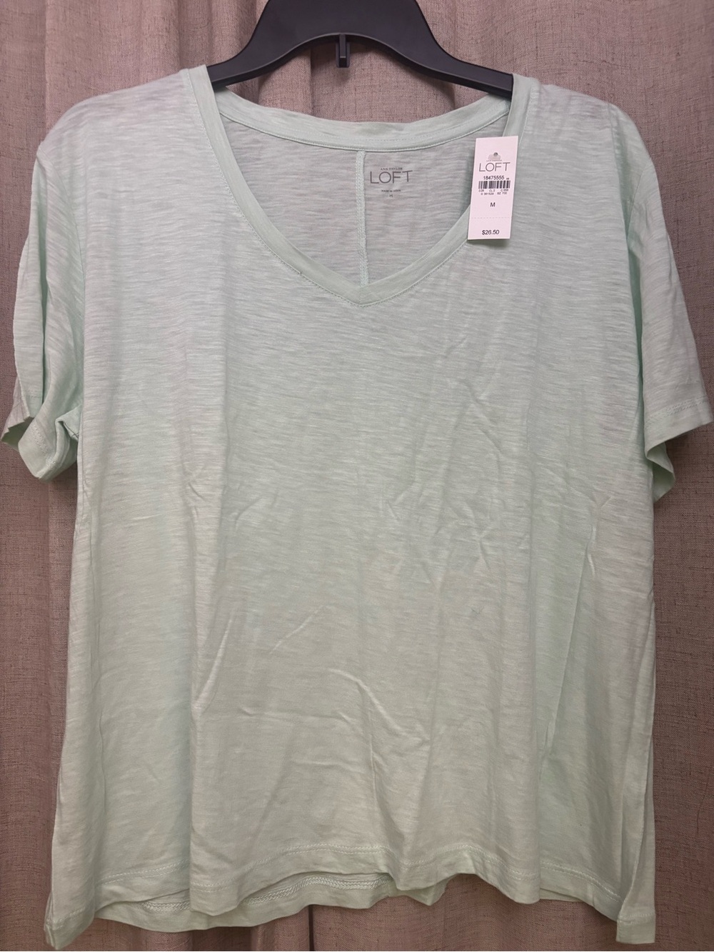 LOFT Light Mint Green V-Neck Short Sleeve Tee